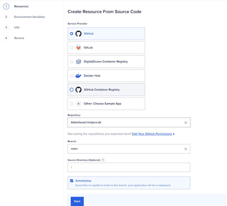 Create Resource from Source Code